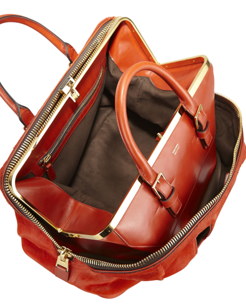 Red leather bag "two in one"